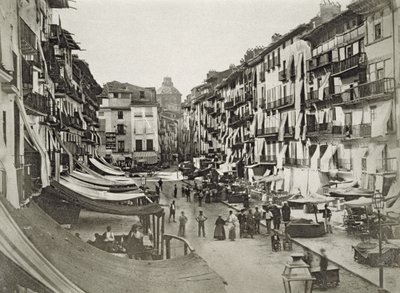 Barcelona street scene, c.1880s by Spanish Photographer